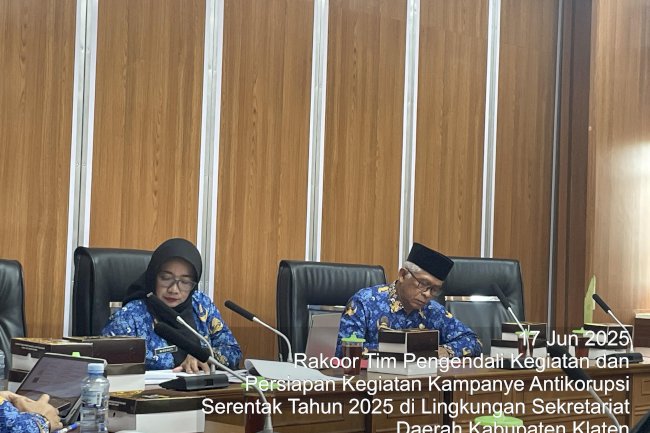 RAKOOR TIM PENGENDALI KEGIATAN DAN PERSIAPAN KEGIATAN KAMPANYE ANTIKORUPSI SERENTAK TAHUN 2025 DI LINGKUNGAN SEKRETARIAT DAERAH KABUPATEN KLATEN.